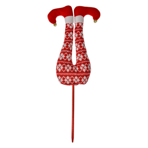 Decoratiune Elf Craciun textil alb rosu 19x4x50 cm