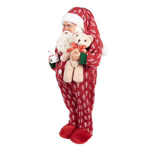 Figurina Mos Craciun in pijama textil multicolor 22x19x45 cm