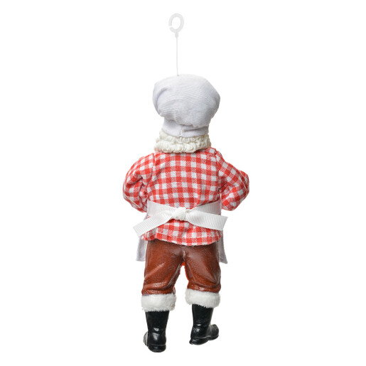 Figurina Mos Craciun Bucatar textil multicolor polirasina 9x6x17 cm
