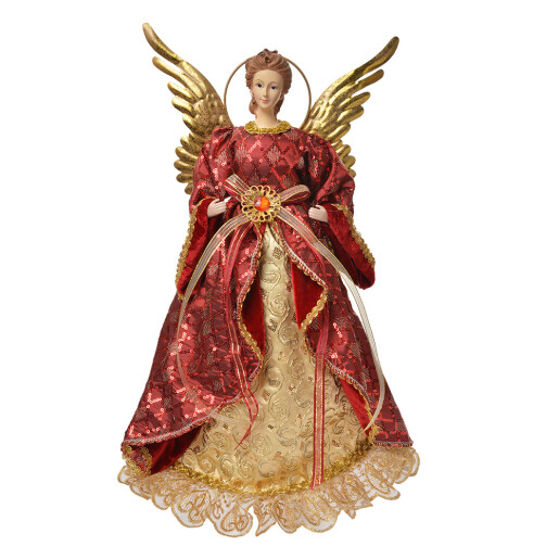 Figurina Inger textil rosu auriu 26x15x44 cm