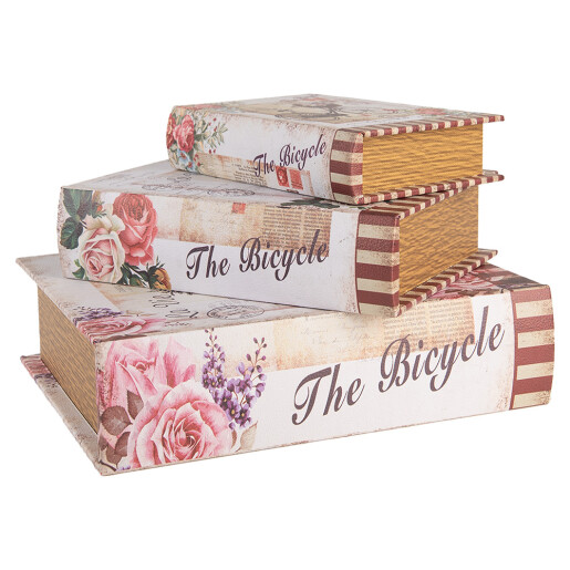 Set 3 cutii tip Carte lemn multicolor III (3) 27x22x7 / 22x17x6 / 17x12x4 cm