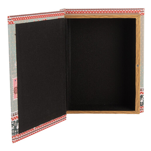 Set 3 cutii Craciun tip Carte lemn multicolor 27x22x7 cm, 22x17x6 cm, 17x12x4 cm