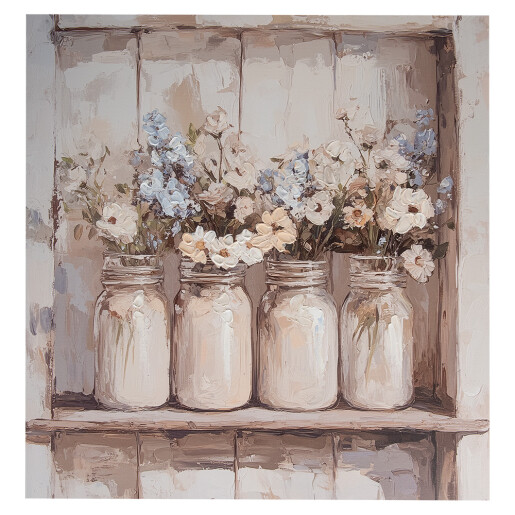 Tablou canvas multicolor Flowers 51x3x51 cm