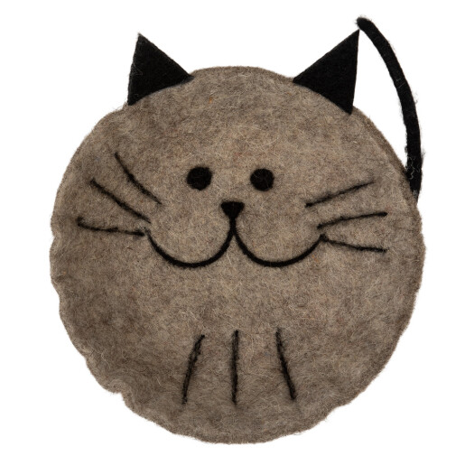 Tava decorativa Pisicuta textil maro 18x18x6 cm