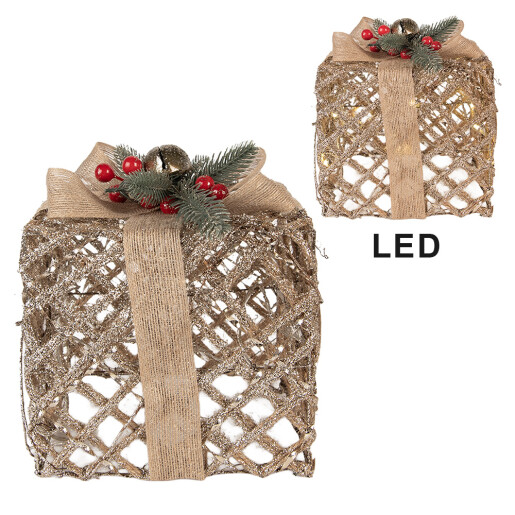 Set 3 decoratiuni Craciun metal cu leduri (3) 25x25x30 / 20x20x24 / 15x15x17 cm