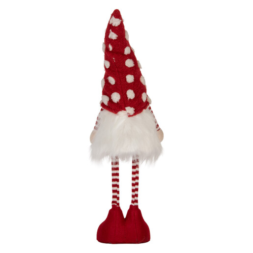 Figurina Mos Craciun textil alb rosu cu led 8x12x56 cm