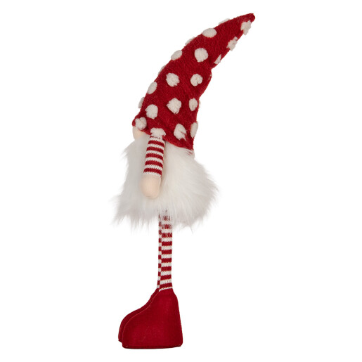 Figurina Mos Craciun textil alb rosu cu led 8x12x56 cm