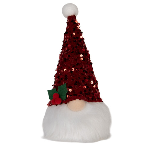 Figurina Mos Craciun textil cu led 10x10x25 cm