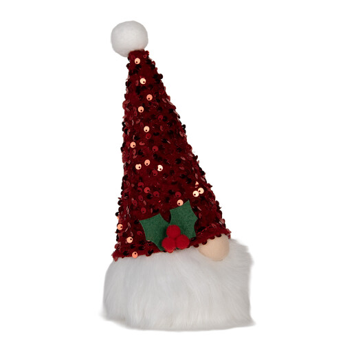 Figurina Mos Craciun textil cu led 10x10x25 cm