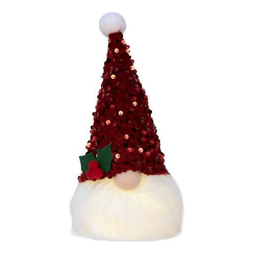 Figurina Mos Craciun textil cu led 10x10x25 cm