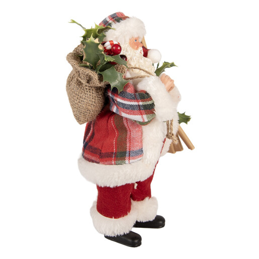 Figurina Mos Craciun textil multicolor 16x13x27 cm