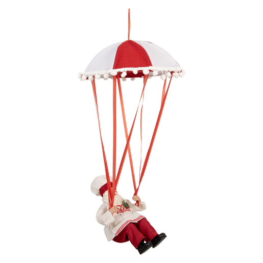 Figurina Mos Craciun textil multicolor in Balon Zburator 25x25x55 cm