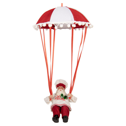 Figurina Mos Craciun textil multicolor in Balon Zburator 25x25x55 cm