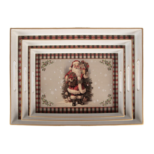 Set 3 tavi Craciun plastic multicolor 40x30x4 / 35x25x4 / 30x20x4 cm