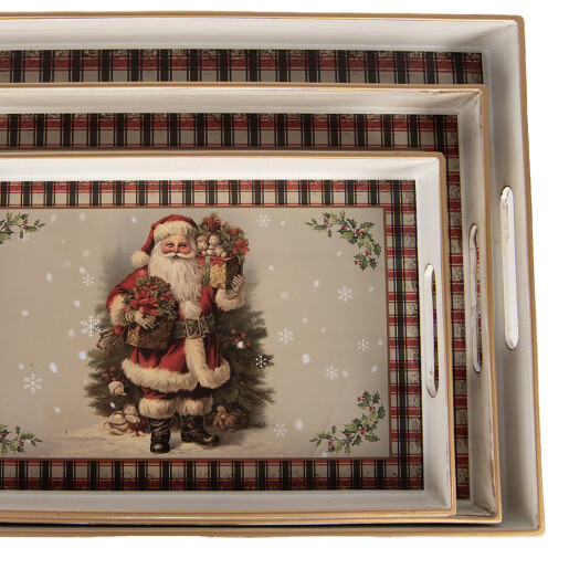 Set 3 tavi Craciun plastic multicolor 40x30x4 / 35x25x4 / 30x20x4 cm