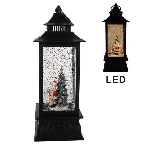 Felinar Craciun muzical plastic cu leduri 10x10x28 cm