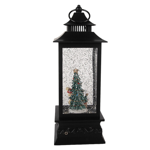 Felinar Craciun muzical plastic cu leduri 10x10x28 cm