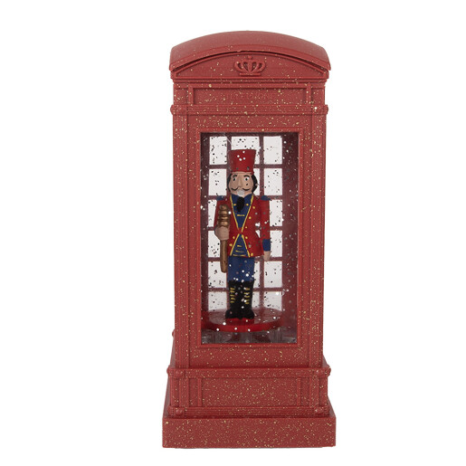 Felinar Craciun muzical plastic cu leduri 9x9x21 cm