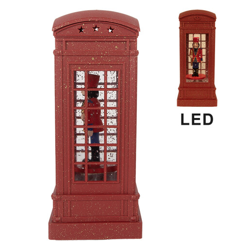 Felinar Craciun muzical plastic cu leduri 9x9x21 cm