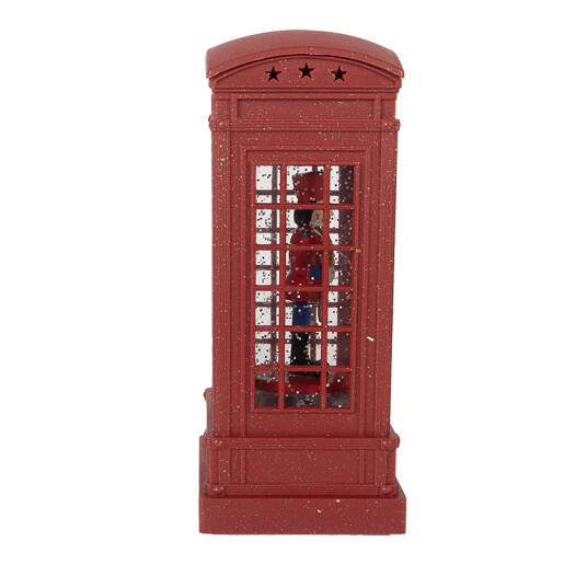 Felinar Craciun muzical plastic cu leduri 9x9x21 cm