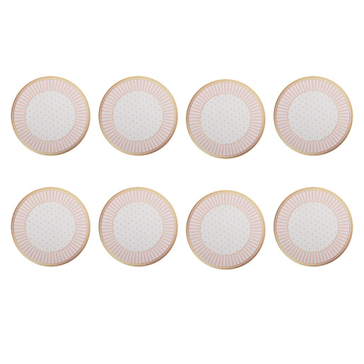Set 8 suporturi pahare plastic alb roz  (8) Ø 10x4 cm