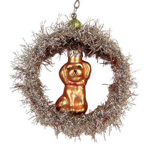 Ornament brad Craciun sticla multicolora beteala  8x4x9 cm