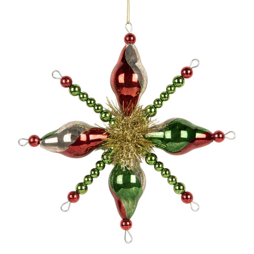 Ornament brad Craciun sticla multicolora II 17x3x17 cm