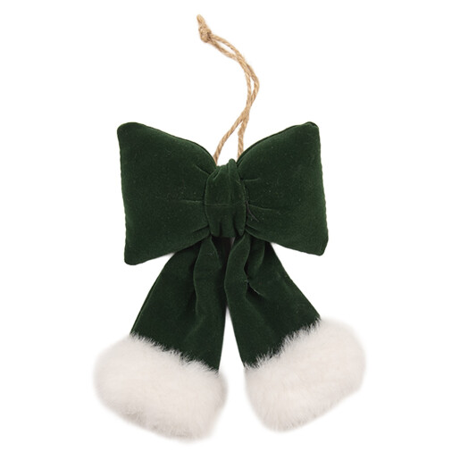 Ornament brad Craciun Fundita textil verde alb 10x4x16 cm