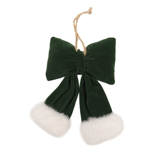 Ornament brad Craciun Fundita textil verde alb 10x4x16 cm