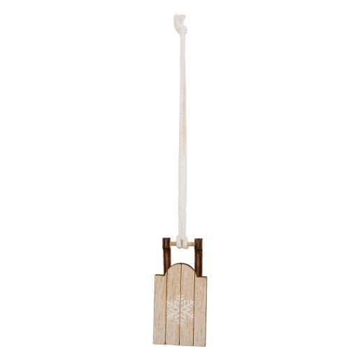 Ornament brad Craciun Saniuta lemn maro alb 3x2x6 cm
