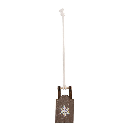 Ornament brad Craciun Saniuta lemn maro alb II 3x2x6 cm