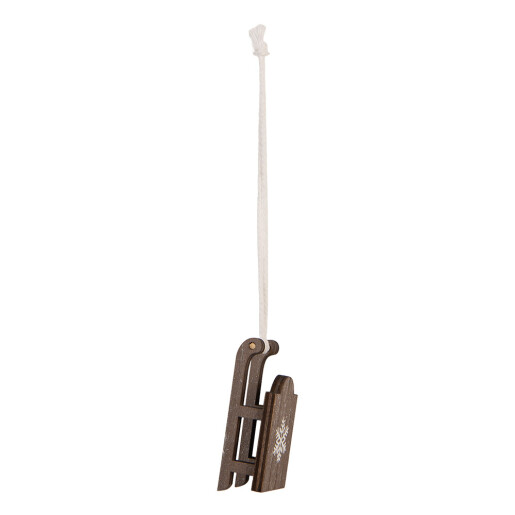 Ornament brad Craciun Saniuta lemn maro alb II 3x2x6 cm