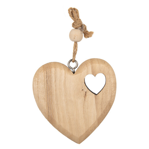 Ornament brad Mos Craciun lemn natur 8x2x8 cm