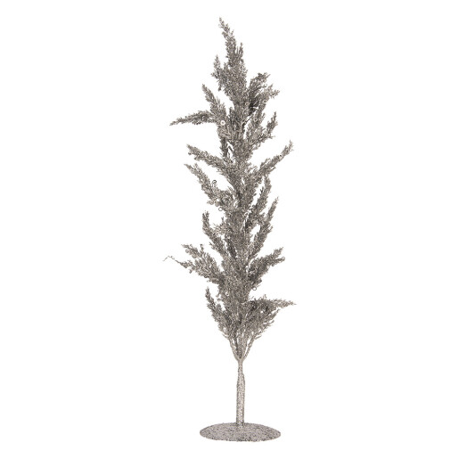Copac decorativ metal plastic argintiu 12x12x60 cm