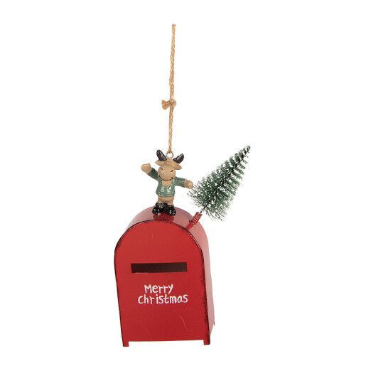 Ornament brad Craciun Cutie Postala metal multicolor 6x3x14 cm