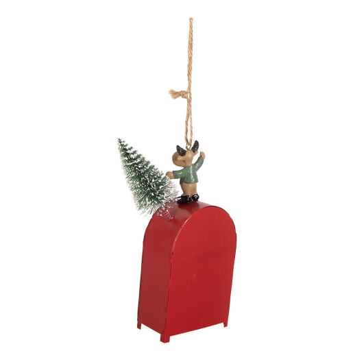 Ornament brad Craciun Cutie Postala metal multicolor 6x3x14 cm