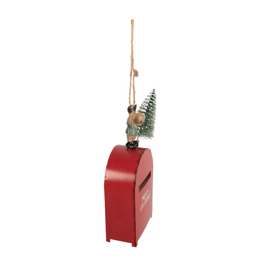 Ornament brad Craciun Cutie Postala metal multicolor 6x3x14 cm