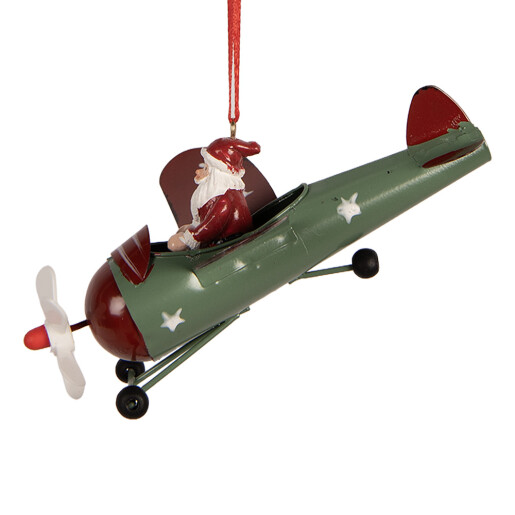 Ornament brad Craciun Saniuta metal multicolor Avion 13x11x5 cm