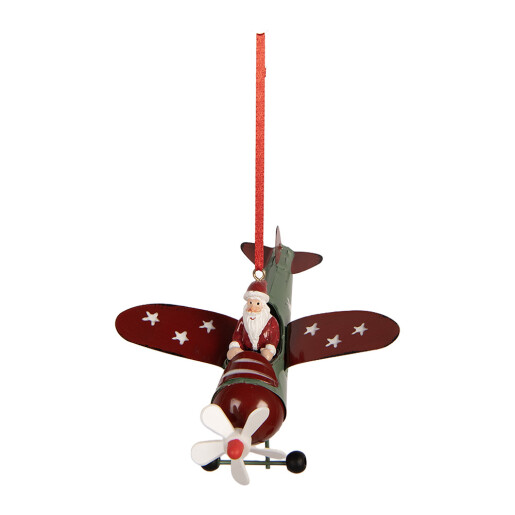Ornament brad Craciun Saniuta metal multicolor Avion 13x11x5 cm