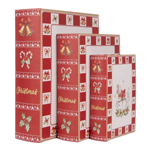 Set 3 cutii Craciun tip carte mdf multicolor  (3) 27x22x7 / 22x17x6 / 17x12x4 cm