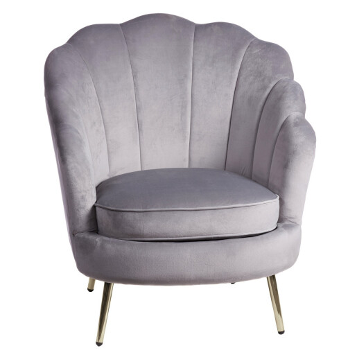 Fotoliu catifea gri 75 x 71 x 84 cm