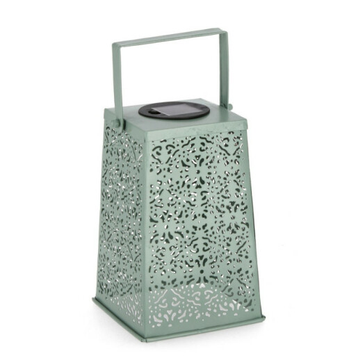 Felinar incarcare solara metal verde 14x14x20h