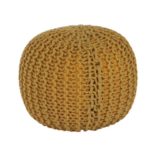 Taburet tricotat bumbac galben mustar Gobi 50x50x35 cm