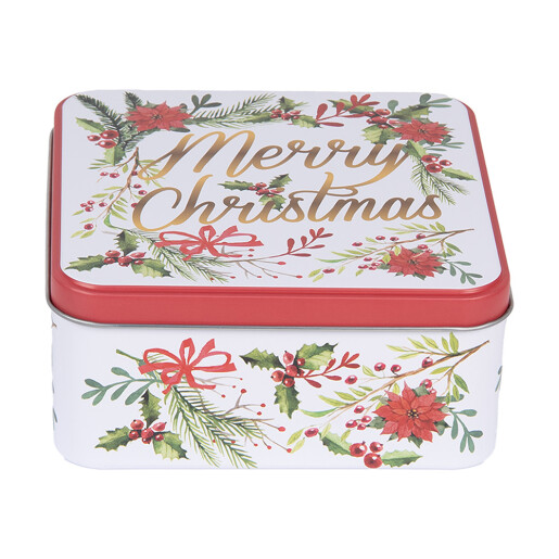 Set cutii Craciun metal multicolor 20x20x8 cm, 15x15x7 cm, 12x12x6 cm