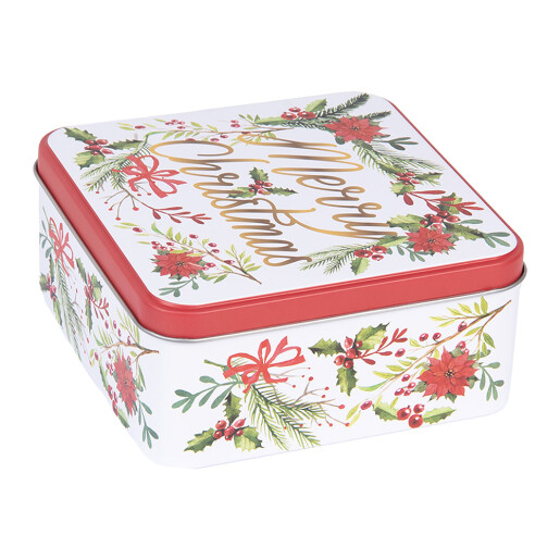 Set cutii Craciun metal multicolor 20x20x8 cm, 15x15x7 cm, 12x12x6 cm