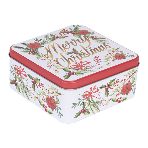 Set cutii Craciun metal multicolor 20x20x8 cm, 15x15x7 cm, 12x12x6 cm