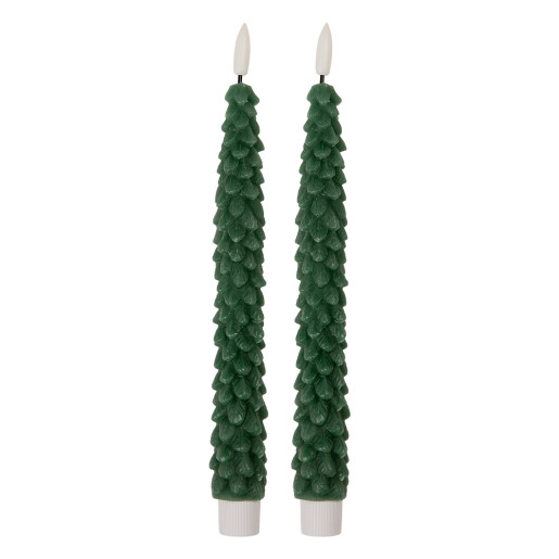 Set 2 lumanari cu led ceara verde Ø 3x25 cm