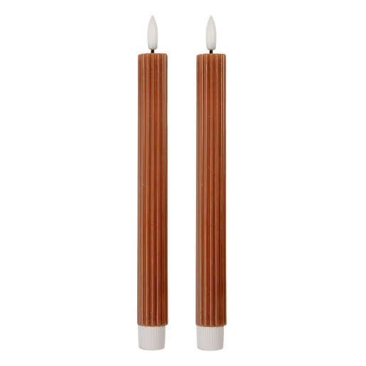 Set 2 lumanari cu led ceara maro Ø 2x25 cm