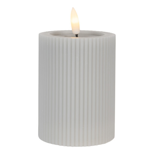 Lumanare ceara gri cu led Ø 8x13 cm