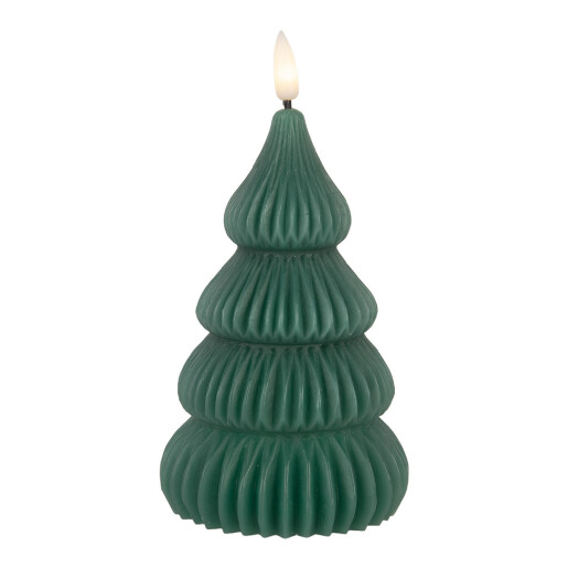 Lumanare Bradut ceara verde cu led Ø 8x17 cm